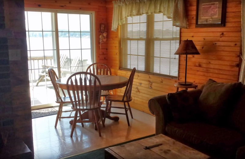Cabin dining room at Evans Lake Resort.