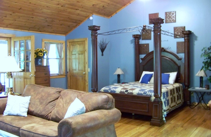 Cabin bedroom at Hocking Hills Cabins.