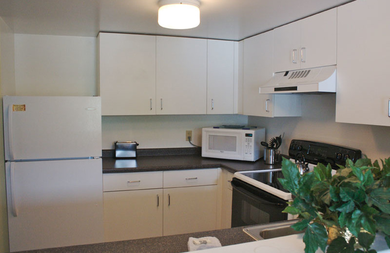 Vacation rental kitchen at Town Square Condominiums.
