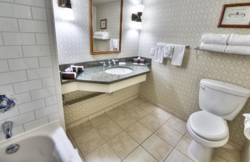 Guest bathroom at St. Eugene Golf Resort & Casino.