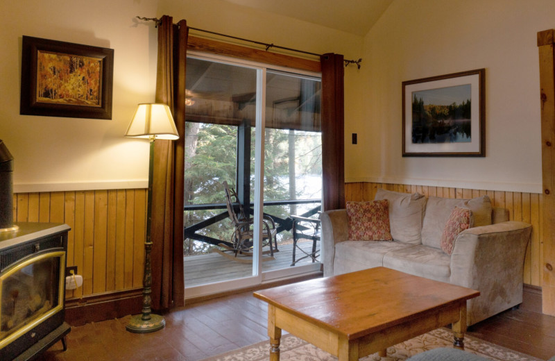Cabin living room at Bartlett Lodge.