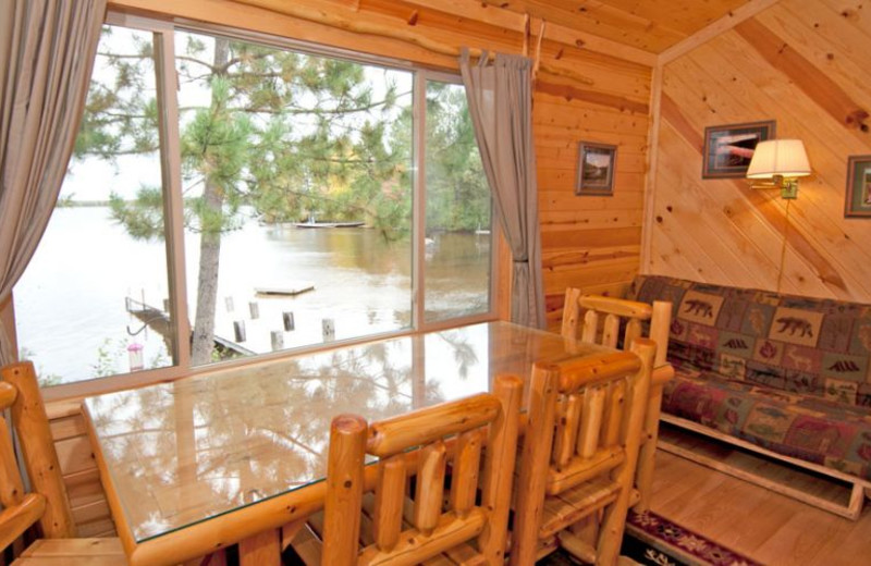 Cabin dining room at Moose Track Adventures Resort.