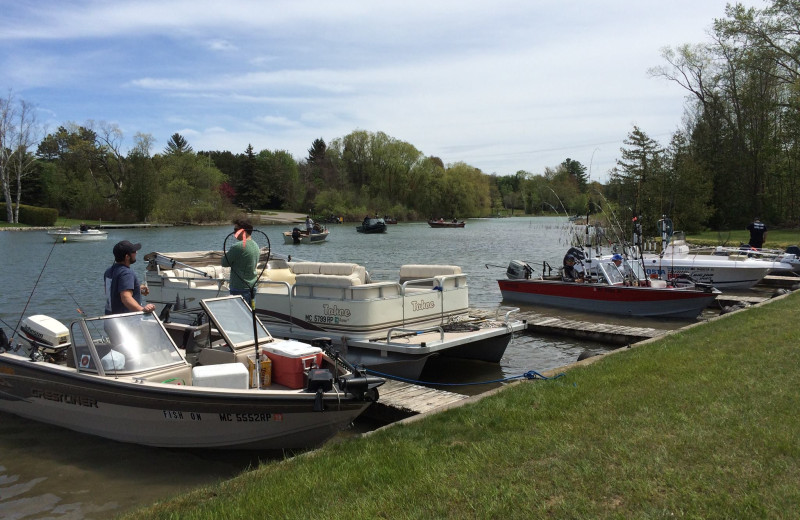 Boats at Lake Leelanau Narrows Resort.