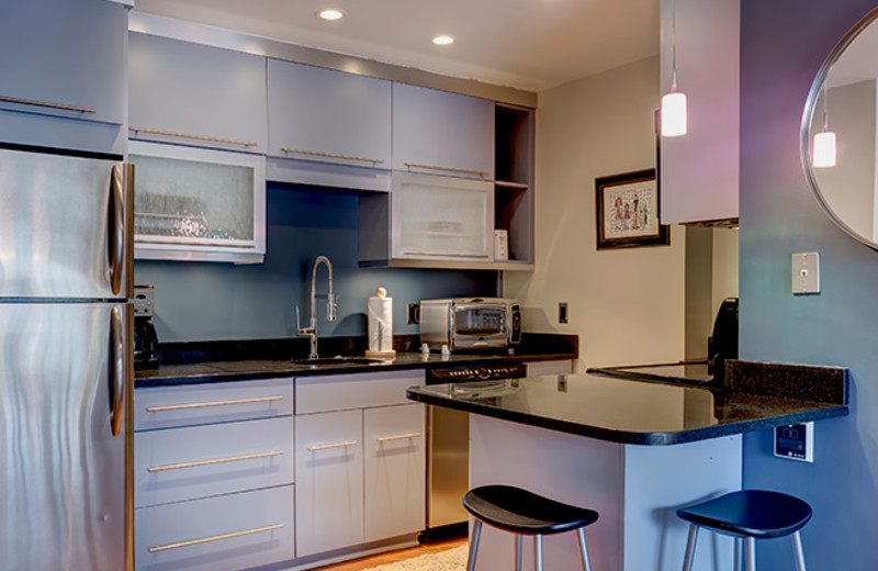 Rental kitchen at Bear Claw Condominiums.