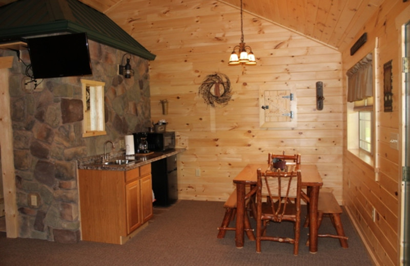 Cabin kitchen at 7C's Lodging.