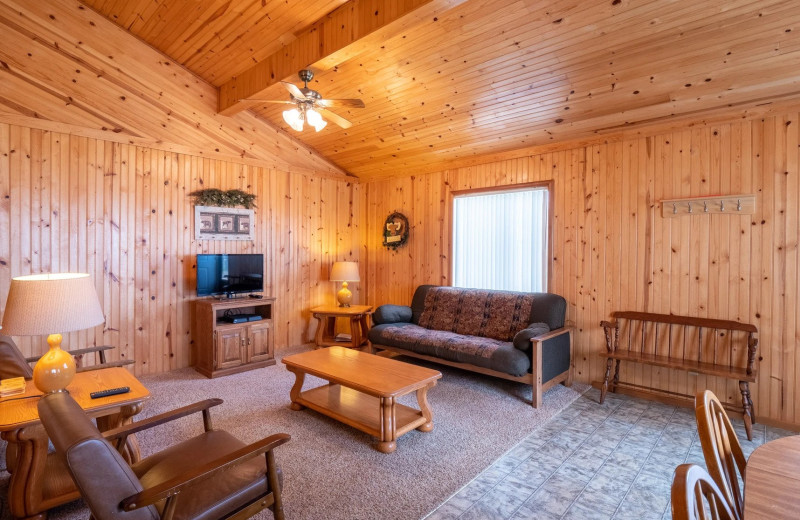 Cabin living room at Shady Grove Resort.