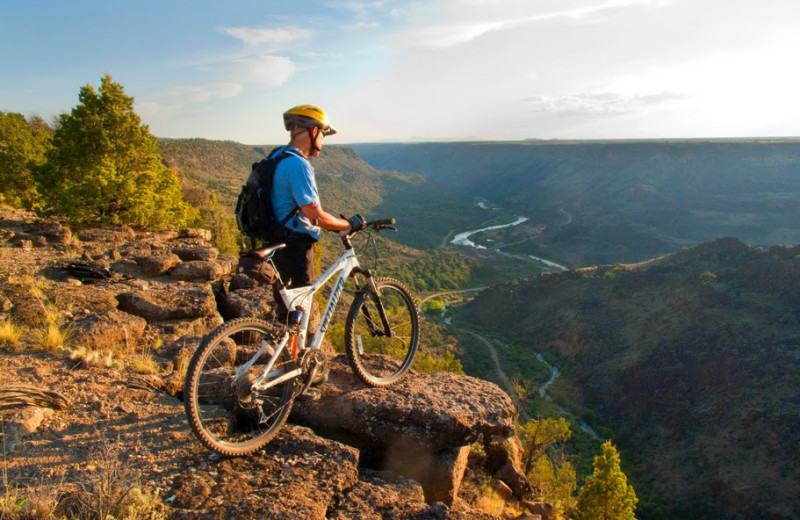 Biking in Taos near Inn on La Loma Plaza.