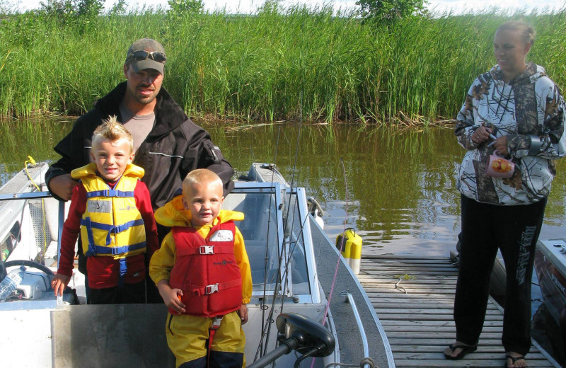 Family fishing at Harris Hill Resort.