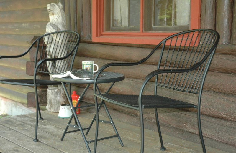 Cabin porch at Heston's Lodge.