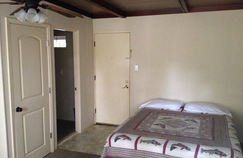 Cabin bedroom at Brady Mountain Resort & Marina.