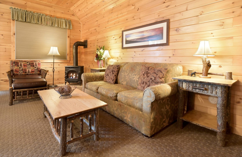 Guest living room at The Lodges at Cresthaven on Lake George.