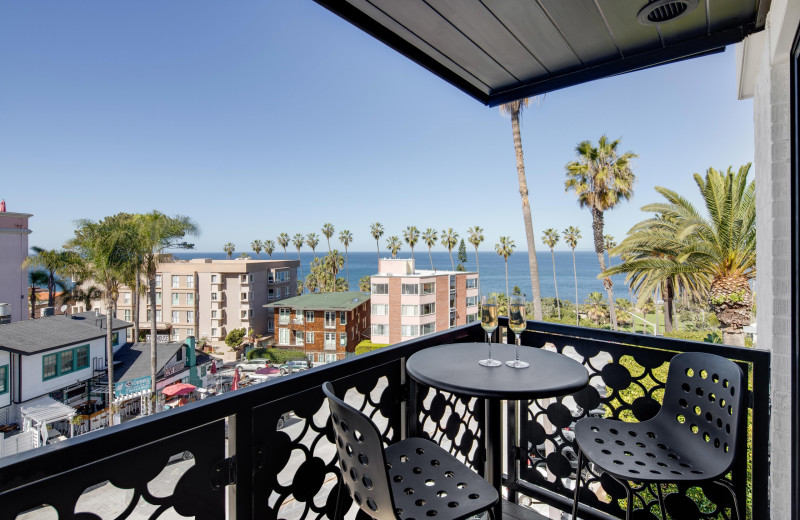 Balcony view at Cormorant Boutique Hotel, La Jolla.