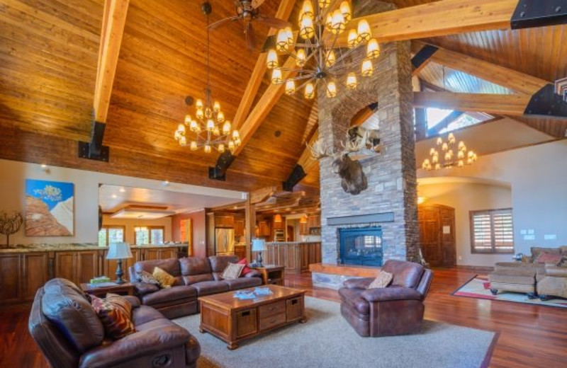 Cabin living room at Family Time Vacation Rentals.