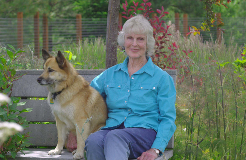 Harriet Bullitt, visionary and owner with Roki at Sleeping Lady.