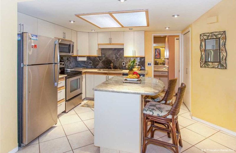 Rental kitchen at Vacation Rental Pros - Maui.