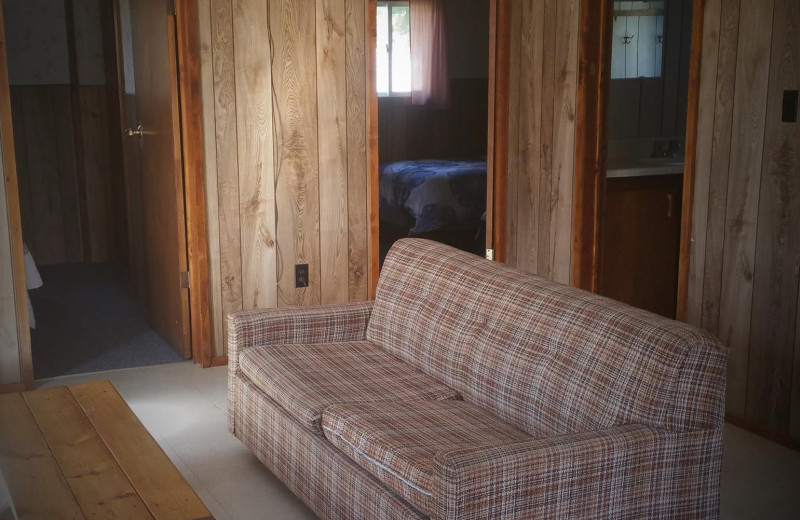 Cabin interior at Elk Lake Wilderness Resort.