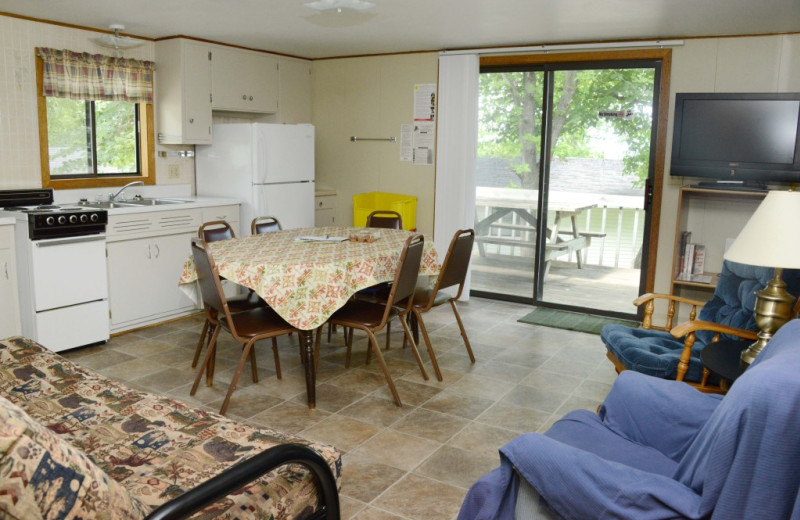 Cabin interior at Riverside Resort.