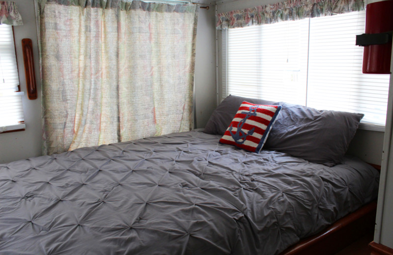 Boathouse bedroom at Berry Creek Cabins.