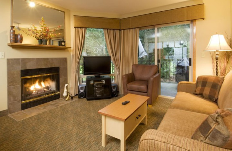 Suite living room at Whispering Woods Resort.