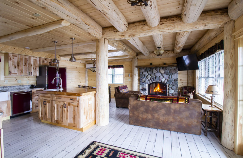 Cabin living room at Trout House Village Resort.