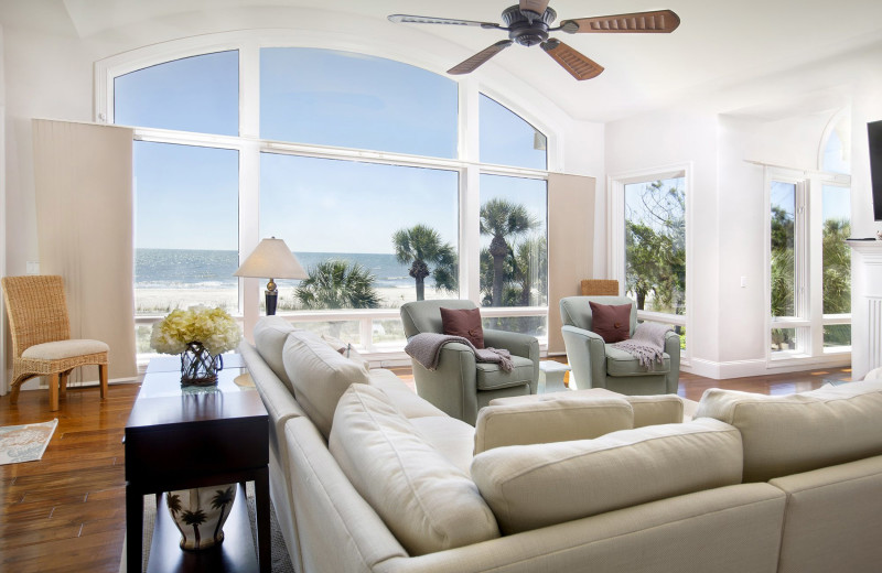 Rental living room at Palmetto Dunes Oceanfront Resort.