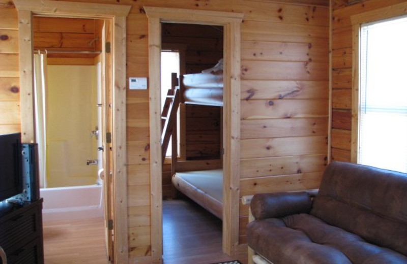 Cabin interior at Copperhead Lodge.