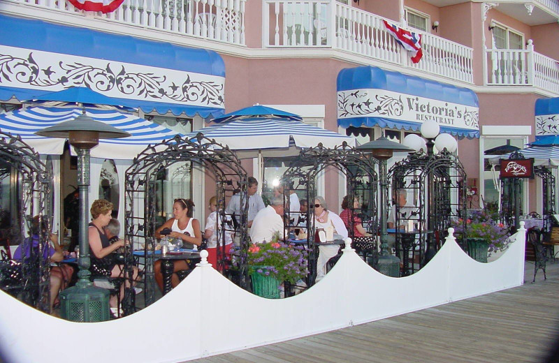 Outdoor patio at Boardwalk Plaza Hotel.