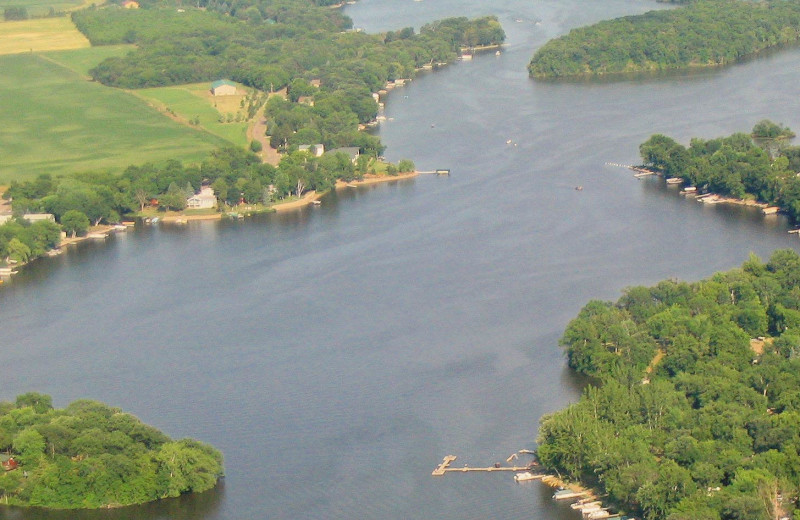 Aerial view of Riverside Resort.