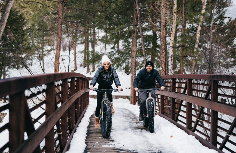 Winter biking at Mt. Princeton Hot Springs Resort.