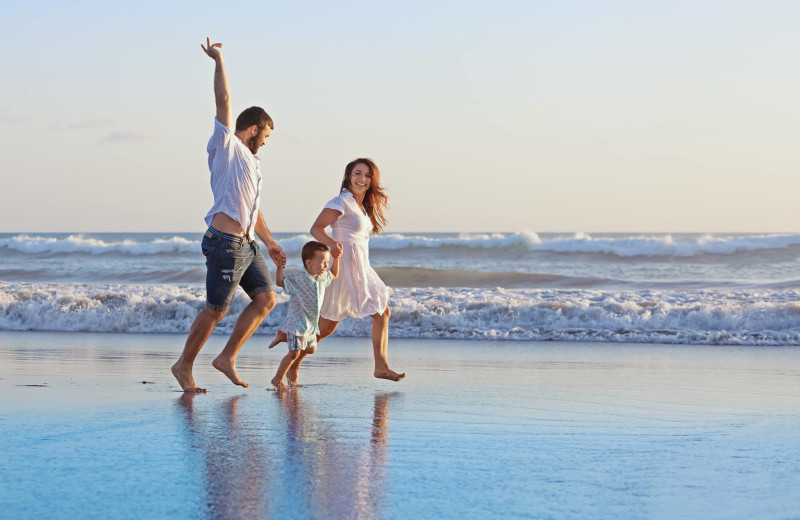 Family on beach at Ocean Reef Resort.