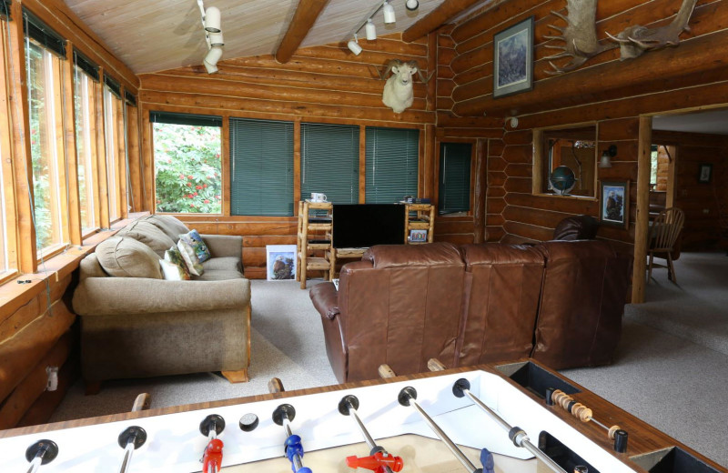 Cabin living room at Bear Paw Adventure.