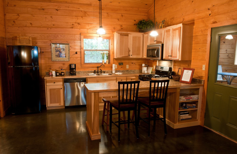 Cabin kitchen at Remember When Cabins.