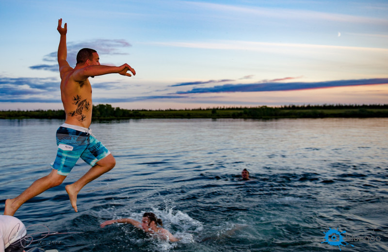 Jumping water at King Salmon Lodge.