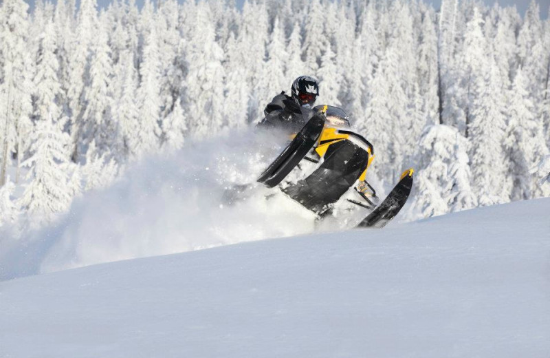 Snowmobiling at Dunlop Lake Lodge.