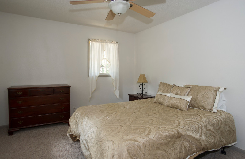 Cabin bedroom at Brady Mountain Resort & Marina.