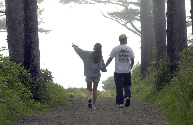 Couple hiking at Oceanfront Getaways.