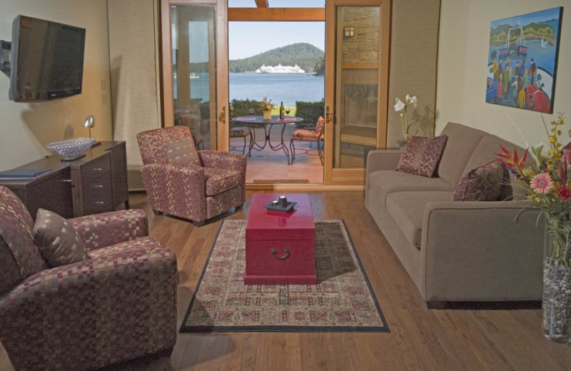 Villa living room at Galiano Oceanfront Inn and Spa.