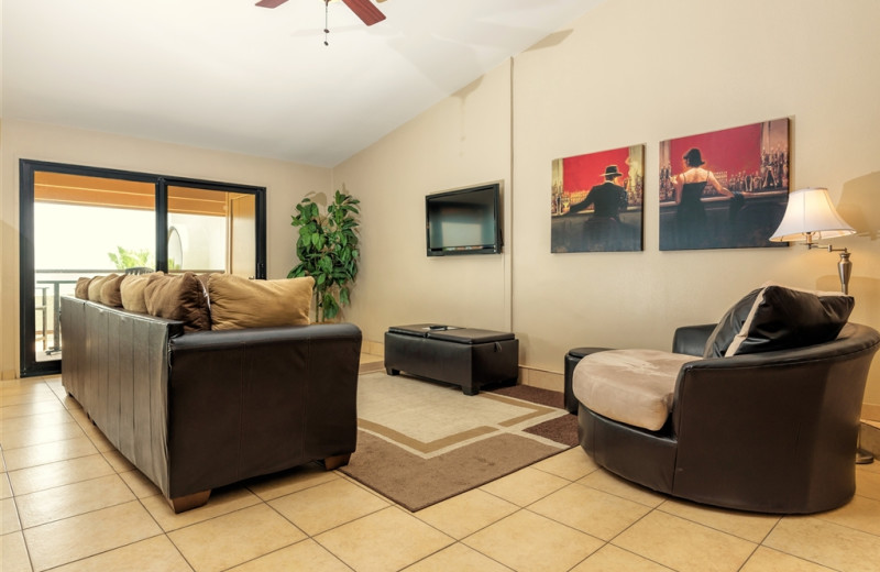 Rental living room at Padre Getaways.