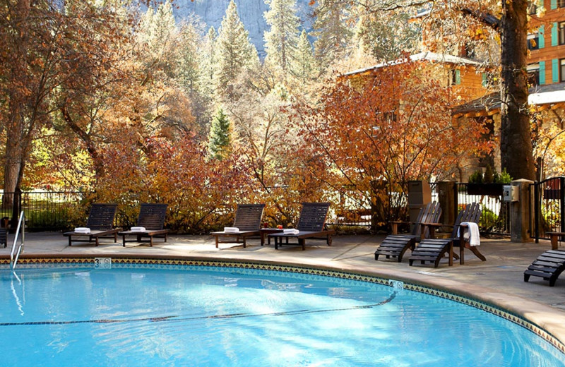 Outdoor pool at The Ahwahnee Hotel.