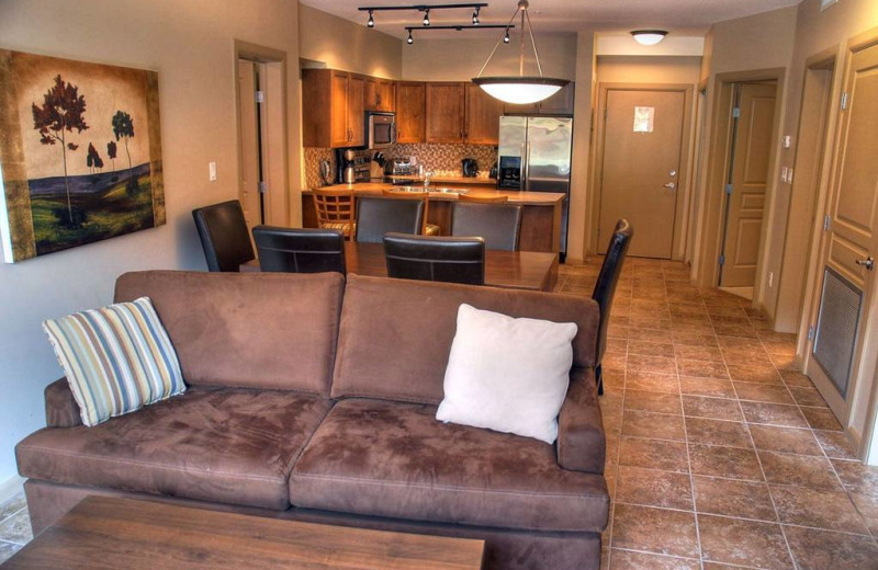 Guest kitchen and living room at Playa Del Sol Resort.