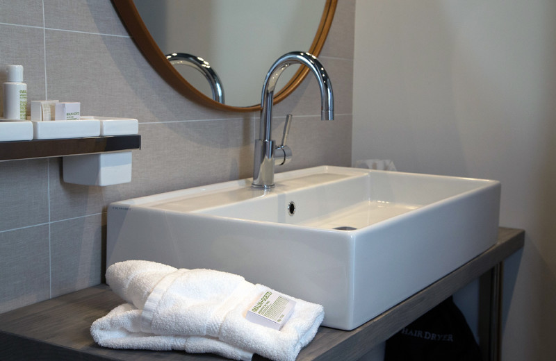 Guest bathroom at 250 Main Hotel.