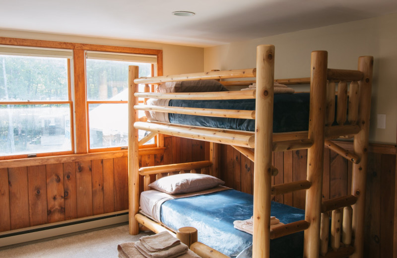 Cottage bedroom at Westward Shores Camping Resort.