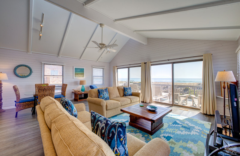 Rental living room at Outer Beaches Realty.