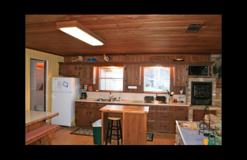 Cabin kitchen at Cool Water Cabin Rental - Lake LBJ.