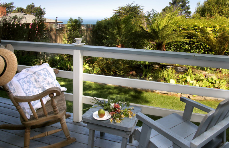 Guest balcony at Agate Cove Inn.