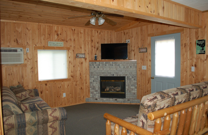Cabin living room at Elm Haven Resort.