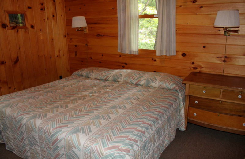 Cabin bedroom at Muskego Point Resort.