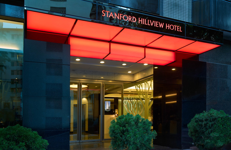 Entrance at Stanford Hillview Hotel.