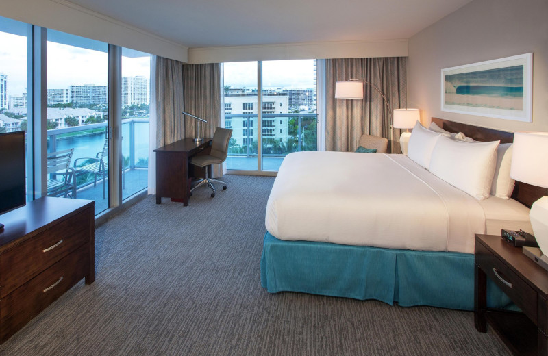 Guest room at DoubleTree Resort by Hilton Hollywood Beach.