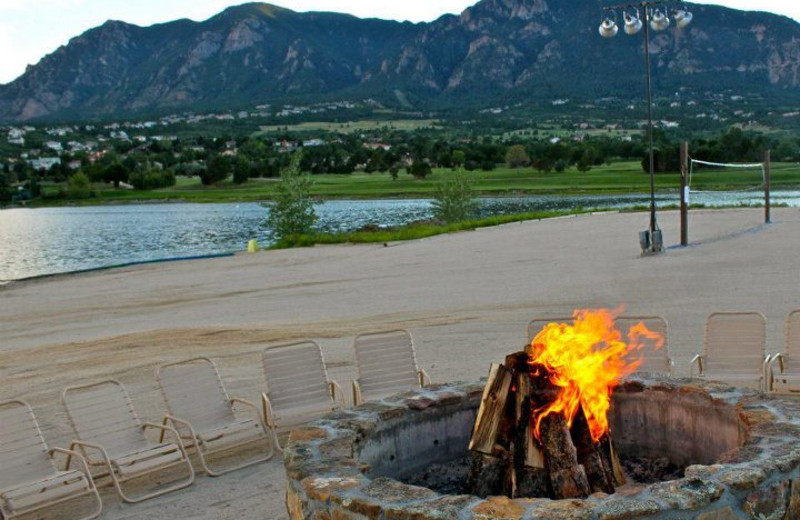 Fire pit on the beach at Cheyenne Mountain Resort.